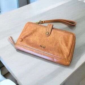 THE SAK Iris Tobacco Brown Flower Embossed Smartphone  Wristlet Wallet